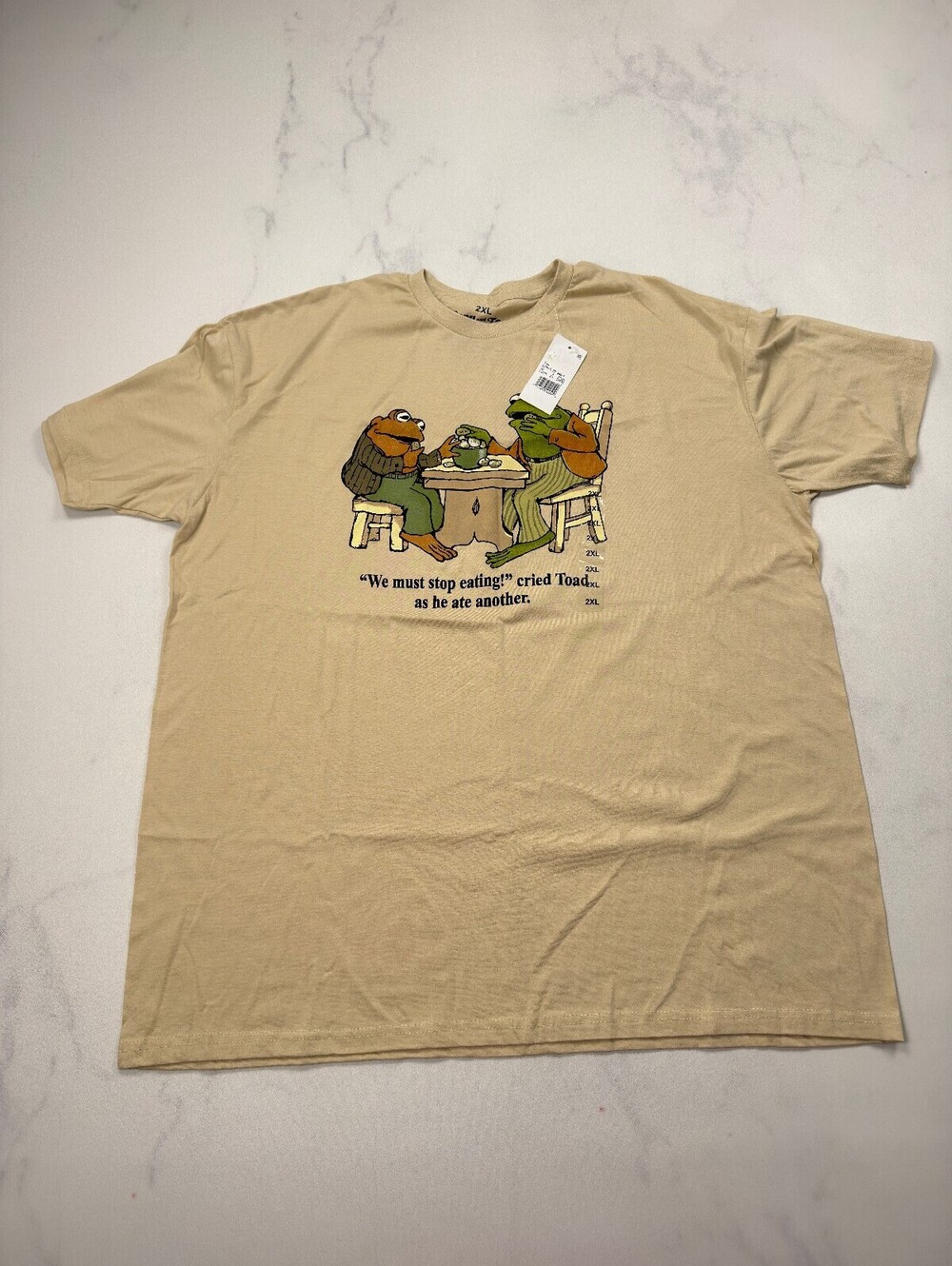 Frog and Toad T Shirt Beige 70s Retro - Mens 2XL NWT